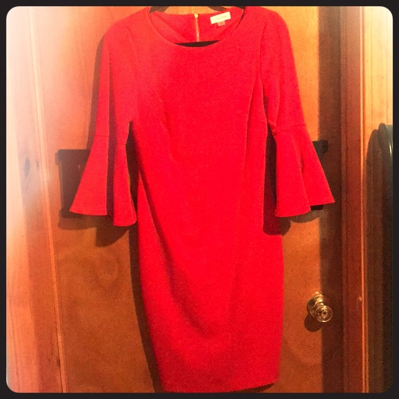 Calvin Klein Dresses & Skirts - Calvin Klein Red Flutter Sleeve dress